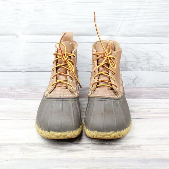 LL BEAN Brown Ankle 6-Inch Unlined Lace Up Leather Duck Boots Size 10 M - Picture 5 of 10